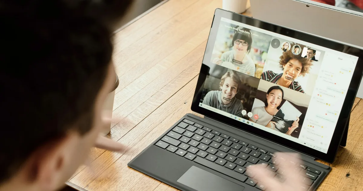 A video call with multiple participants on screen