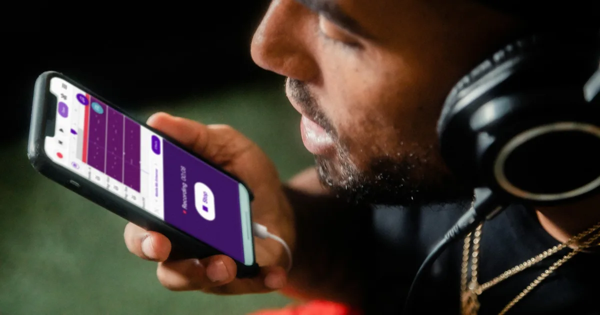 A smartphone showing an audio recording in progress