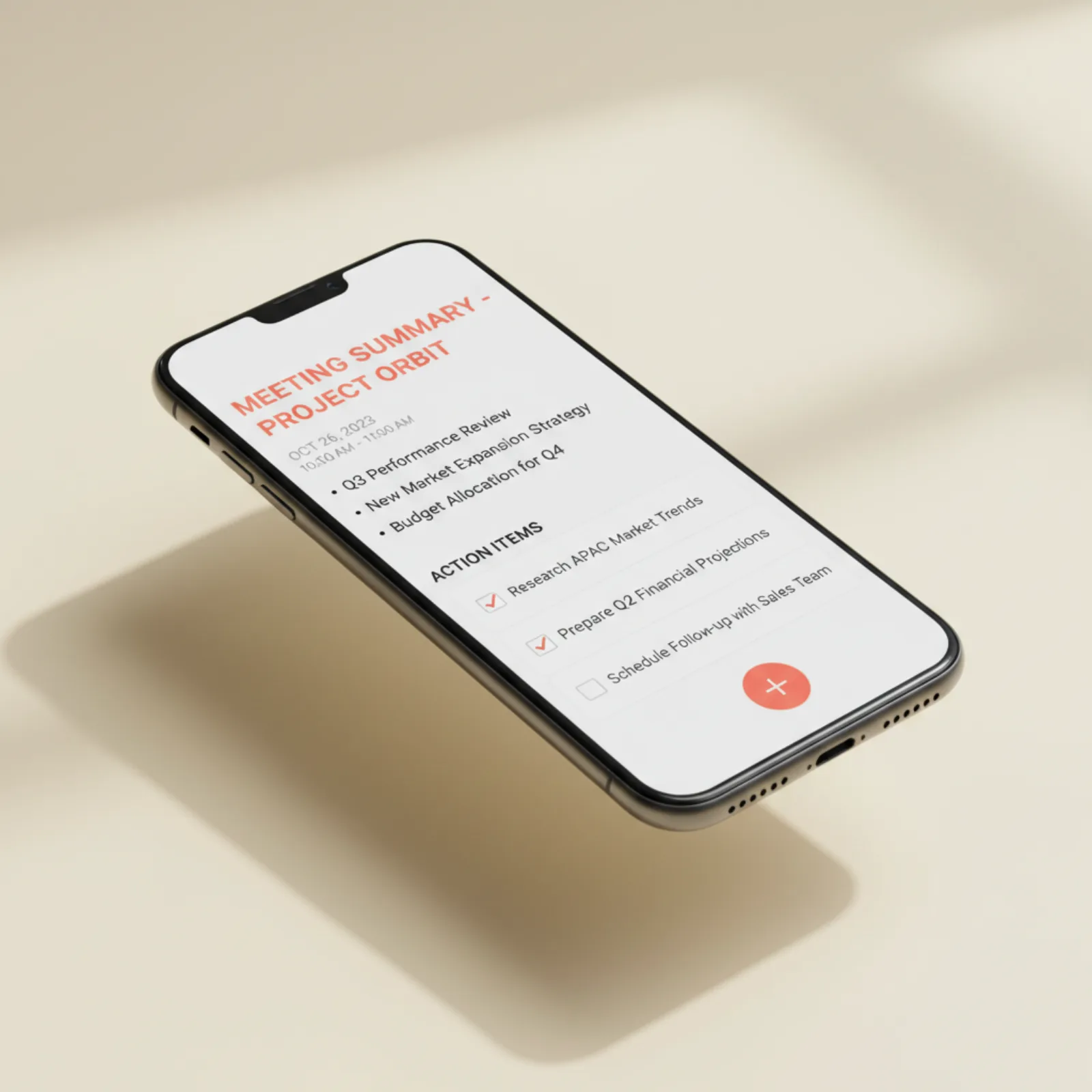 Clean meeting summary on mobile